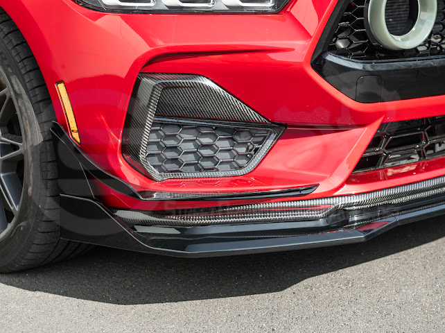 2024-Up Ford Mustang S650 | GTV Style GLOSSY BLACK Add-On Front Lip Splitter Ground Effects